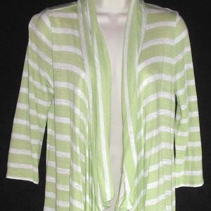 J JILL top 100% Linen knit Flyaway Open Cardigan